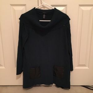 3/$25 Cute cowl neck long sweater leather medium